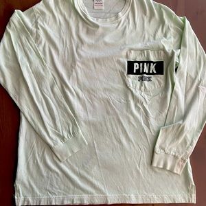 PINK Victoria Secret Mint & Black Long Sleeve Top